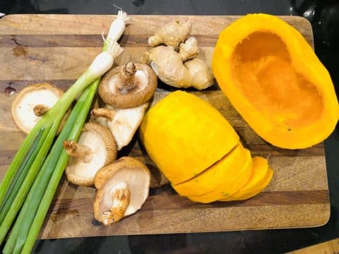 Squash, Mushrooms, Ginger and Scallion
